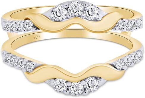SAVEARTH DIAMONDS 1/3 ct. t.w Round Cut Lab Created Moissanite Diamond Chevron Enhancer Guard Ring In 14K Gold Over Sterling Silver Jewelry For Women (G-H Color, 0.33 Cttw) in Saudi Arabia