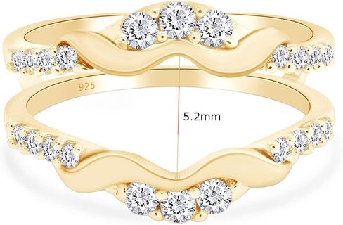 SAVEARTH DIAMONDS 1/3 ct. t.w Round Cut Lab Created Moissanite Diamond Chevron Enhancer Guard Ring In 14K Gold Over Sterling Silver Jewelry For Women (G-H Color, 0.33 Cttw) in Saudi Arabia