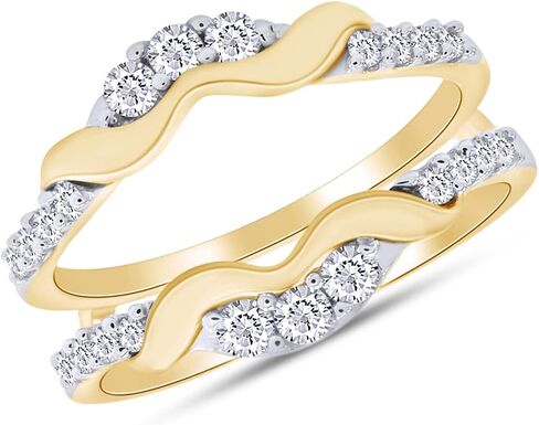 SAVEARTH DIAMONDS 1/3 ct. t.w Round Cut Lab Created Moissanite Diamond Chevron Enhancer Guard Ring In 14K Gold Over Sterling Silver Jewelry For Women (G-H Color, 0.33 Cttw) in Saudi Arabia