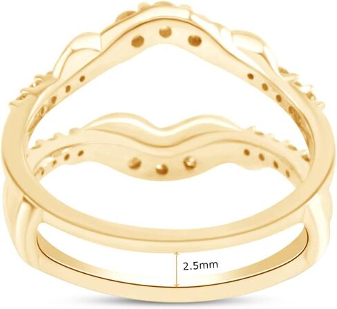 SAVEARTH DIAMONDS 1/3 ct. t.w Round Cut Lab Created Moissanite Diamond Chevron Enhancer Guard Ring In 14K Gold Over Sterling Silver Jewelry For Women (G-H Color, 0.33 Cttw) in Saudi Arabia