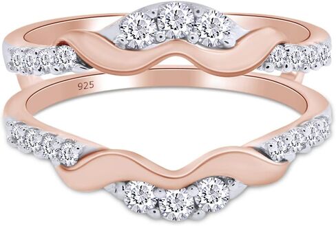 SAVEARTH DIAMONDS 1/3 ct. t.w Round Cut Lab Created Moissanite Diamond Chevron Enhancer Guard Ring In 14K Gold Over Sterling Silver Jewelry For Women (G-H Color, 0.33 Cttw) in Saudi Arabia