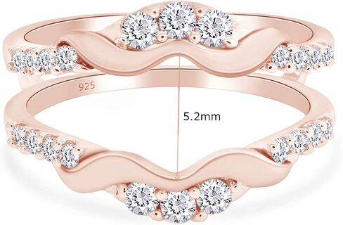 SAVEARTH DIAMONDS 1/3 ct. t.w Round Cut Lab Created Moissanite Diamond Chevron Enhancer Guard Ring In 14K Gold Over Sterling Silver Jewelry For Women (G-H Color, 0.33 Cttw) in Saudi Arabia