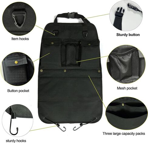 منظم مقعد السيارة الأسود مع عدة جيوب وخطافات in Kuwait