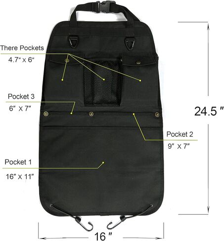 منظم مقعد السيارة الأسود مع عدة جيوب وخطافات in Kuwait
