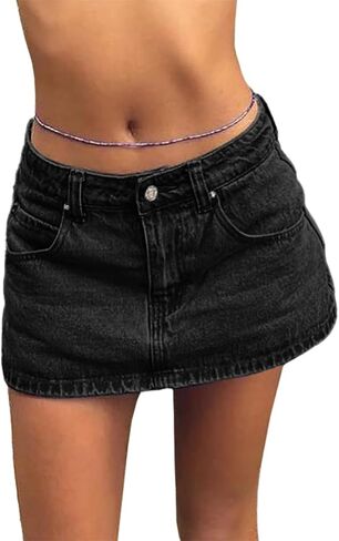 EMMIOL Jean Skirts for Women Sexy Mid Waist Sexy Mini Dress 2025 Trendy Y2k Clothes Denim Skirt in Kuwait