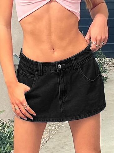 EMMIOL Jean Skirts for Women Sexy Mid Waist Sexy Mini Dress 2025 Trendy Y2k Clothes Denim Skirt in Kuwait