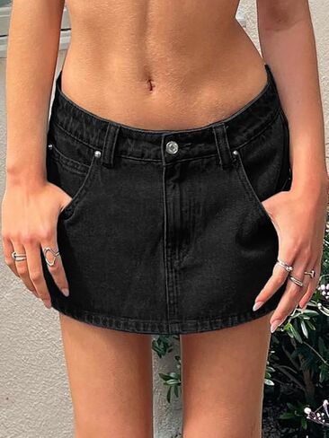 EMMIOL Jean Skirts for Women Sexy Mid Waist Sexy Mini Dress 2025 Trendy Y2k Clothes Denim Skirt in Kuwait