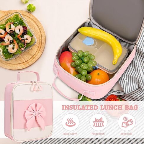 Backpack for Girls, 3PCS Girls Backpack for School with Lunch Bag Pencil Case, Cute Kids Bookbag Teens Backpack for Kindergarten Elementary Preschool Middle School (Pink) in Kuwait