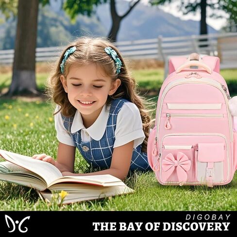 Backpack for Girls, 3PCS Girls Backpack for School with Lunch Bag Pencil Case, Cute Kids Bookbag Teens Backpack for Kindergarten Elementary Preschool Middle School (Pink) in Kuwait