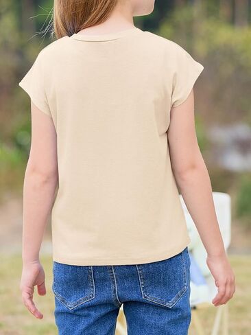 Imily Bela Girls Short Cap Sleeve T Shirts Kids Crew Neck Casual Loose Summer Tops 5-14 Years in Saudi Arabia