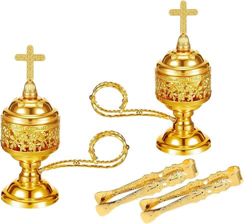 Gold Incense Burner with Tong – Frankincense Charcoal Incense Stand Aromatherapy, Yoga, Spa, Home Decor, and Church Use – Compact & Durable Bakhoor Holder in Saudi Arabia