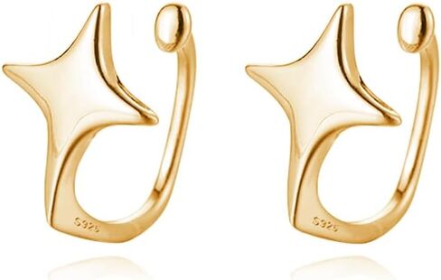 Reffeer Solid 925 Sterling Silver Star Cuff Earrings Cartilage Wraps for Women Teens Helix Earrings Star Clip On Earrings No Piercing in Kuwait