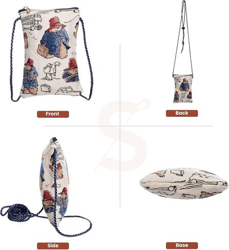 حقيبة هاتف صغيرة تمر بالجسم من Signare Tapestry، محفظة للسيدات للهاتف، حقيبة الهاتف المحمول، محفظة الهاتف، حقيبة الهاتف الذكي بتصميم بادينغتون بير (SM02-PADD) in Saudi Arabia