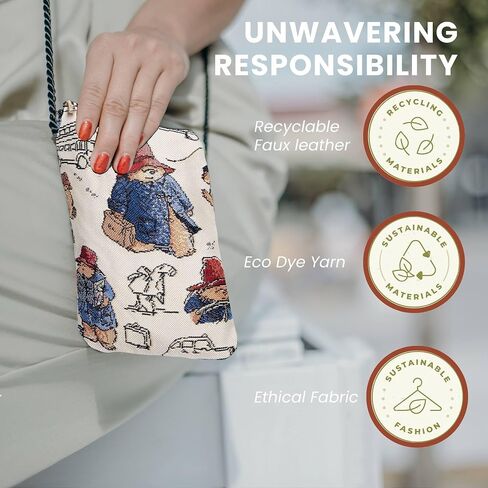 حقيبة هاتف صغيرة تمر بالجسم من Signare Tapestry، محفظة للسيدات للهاتف، حقيبة الهاتف المحمول، محفظة الهاتف، حقيبة الهاتف الذكي بتصميم بادينغتون بير (SM02-PADD) in Saudi Arabia