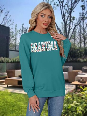 VVNTY Grandma Sweatshirts for Women: Embroidered Grandma Letter Shirts Floral Applique Grandmother Pullover Tops in Kuwait