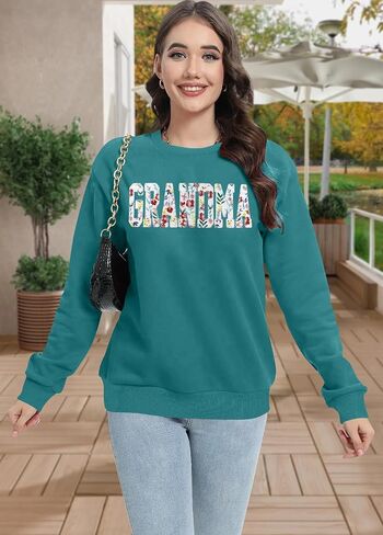 VVNTY Grandma Sweatshirts for Women: Embroidered Grandma Letter Shirts Floral Applique Grandmother Pullover Tops in Kuwait