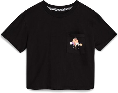 Volcom Girls Crop Top - Short Sleeve Graphic Tees with Pocket, Casual Crewneck Pullover Summer Tops for Girls (Sizes: 7-16) in Saudi Arabia