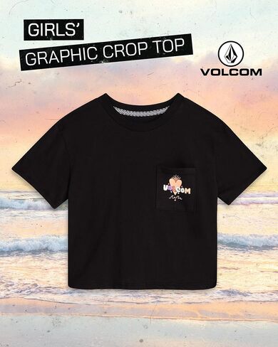 Volcom Girls Crop Top - Short Sleeve Graphic Tees with Pocket, Casual Crewneck Pullover Summer Tops for Girls (Sizes: 7-16) in Saudi Arabia
