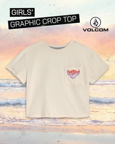 Volcom Girls Crop Top - Short Sleeve Graphic Tees with Pocket, Casual Crewneck Pullover Summer Tops for Girls (Sizes: 7-16) in Saudi Arabia