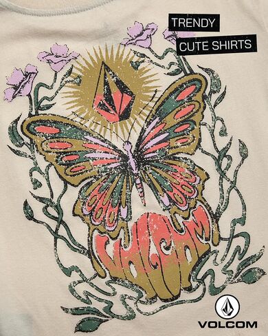 Volcom Girls Crop Top - Short Sleeve Graphic Tees with Pocket, Casual Crewneck Pullover Summer Tops for Girls (Sizes: 7-16) in Saudi Arabia