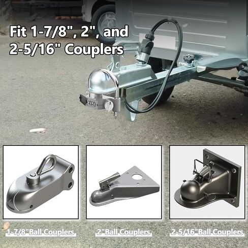 قفل مقطورة Cenipar عالمي مع قفل مزيج ، مقرن كرة سحب الصلب الثقيلة ، يناسب 1-7/8 "، 2" ، 2-5/16 "مقرنات ، لشاحنة مقطورة RV قارب RED RED in Kuwait