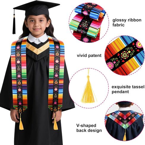 Wehhbtye 6Pcs/4Pcs Mexican Graduation Stole Sash 2025, Mexican Serape Sash, Mexico Class Sash Scarf for Graduation Ceremony in Kuwait