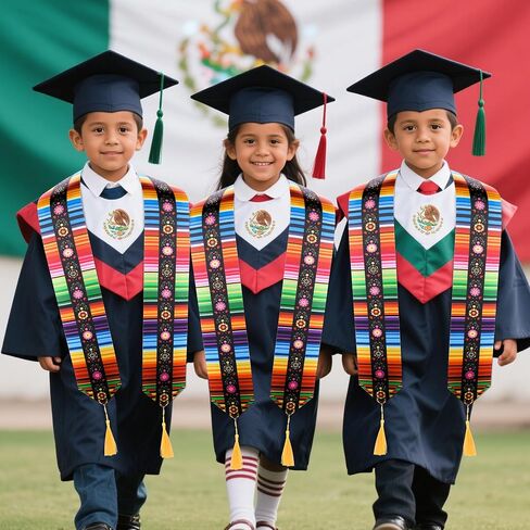 Wehhbtye 6Pcs/4Pcs Mexican Graduation Stole Sash 2025, Mexican Serape Sash, Mexico Class Sash Scarf for Graduation Ceremony in Kuwait