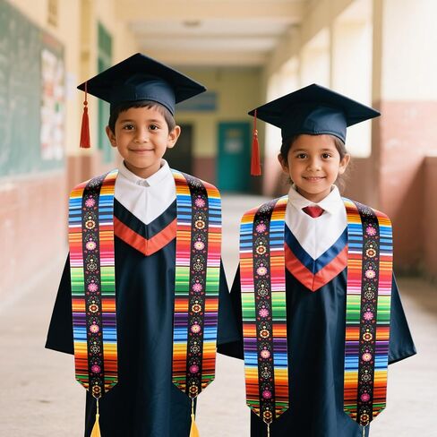 Wehhbtye 6Pcs/4Pcs Mexican Graduation Stole Sash 2025, Mexican Serape Sash, Mexico Class Sash Scarf for Graduation Ceremony in Kuwait