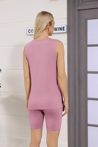 AGSEEM Short Sets for Women Summer Sleeveless Tunic Top Crewneck Shorts Lounge Sets Loose Women Beach Fashion 2025 in Kuwait
