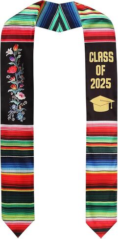 Mexican Graduation Sash Vibrant Print Mexican Flag Stole for Grads Mexican American Sash Class of 2025 in Saudi Arabia