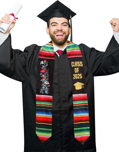 Mexican Graduation Sash Vibrant Print Mexican Flag Stole for Grads Mexican American Sash Class of 2025 in Saudi Arabia