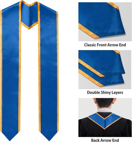Plain Graduation Stole for Unisex Adult Classic End With Trim Graduation Sash Honor Stoles, 72" Long, 9 Colors in Saudi Arabia