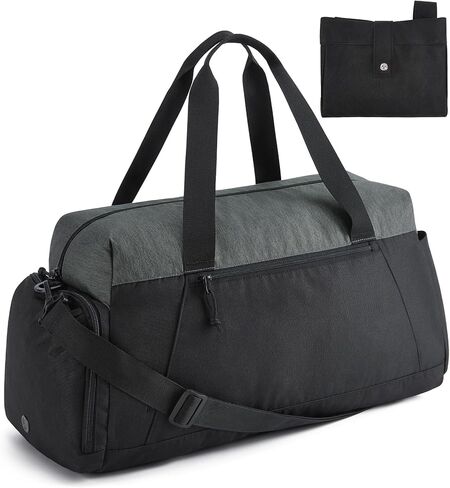 BAGSMART Gym Bags for Men Women, Foldable Travel Duffle Bag, Lightweight Weekender Duffel Bag With Shoe Compartment, Water Resistant Workout Duffle Sports Bag for Travel Yoga, Black in Saudi Arabia