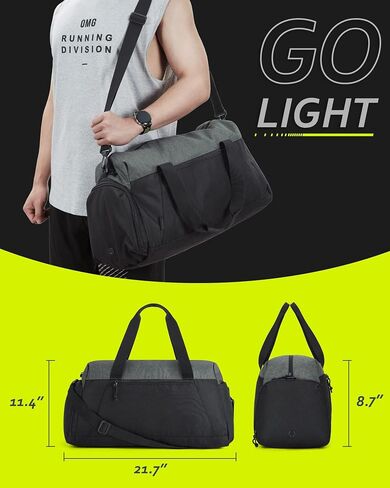 BAGSMART Gym Bags for Men Women, Foldable Travel Duffle Bag, Lightweight Weekender Duffel Bag With Shoe Compartment, Water Resistant Workout Duffle Sports Bag for Travel Yoga, Black in Saudi Arabia