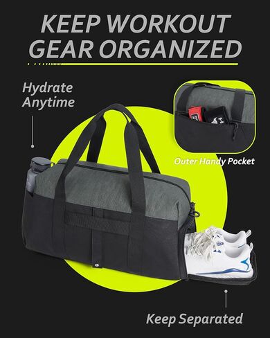 BAGSMART Gym Bags for Men Women, Foldable Travel Duffle Bag, Lightweight Weekender Duffel Bag With Shoe Compartment, Water Resistant Workout Duffle Sports Bag for Travel Yoga, Black in Saudi Arabia