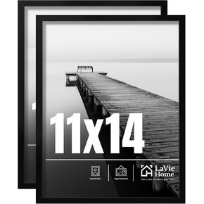 Lavie Home 12x18 Picture Frame 2 Pack ، عرض الصور 12 × 18 إطار الملصقات ، إطار صور سوداء 12x18 مع HD Plexiglass ، إطار عرض للقرص العمودي أو الأفقي والكلاسيكي