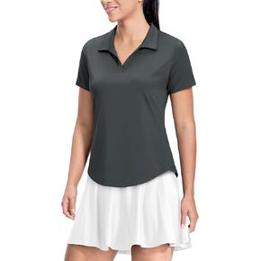 MIER Polo Shirts for Women V Neck Short Sleeve Golf Tennis Shirts Quick Dry Soft UPF 50+ Collared Active Tops, Lightweight