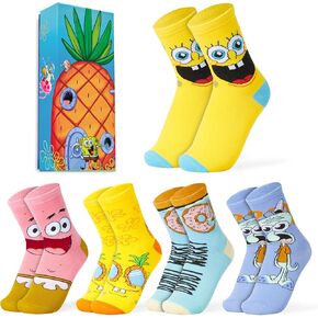 SPONGEBOB SQUAREPANTS الأولاد الجوارب العجل ، جوارب الأطفال الناعمة في 5-هدايا الأولاد (متعددة ، 3-8 الولايات المتحدة ، 11-14 سنة)
