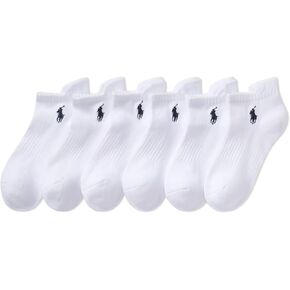 POLO RALPH LAUREN Boys Athletic Performance Cotton Low Cut Socks 6 Pair Pack Cushioned Arch Support