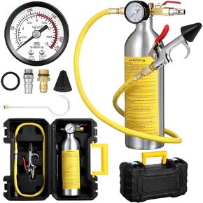 AC Flush Kit Air Conditioner System Flush Canister Kit AC Drain Line Cleaner Tool Air Conditioning Pipeline Cleaning Tool Set with Gauge, Air Fittings and Hose for Car Air Conditioner Pipe