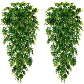 Fake Hanging Plants, 2pcs 3ft Lifelike Artificial Eucalyptus Greenery for Spring Summer Decoration, Faux Vine Plant for Wall Shelf Home Office Patio Indoor Outdoor Decor