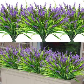 Agusbagli 24 حزم النباتات الاصطناعية المزيفة ، والقرد المزيف في الهواء الطلق العشب الأخضر UV فو مقاوم الشجيرات البلاستي