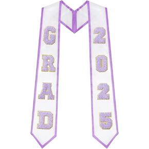 Graduation Stole, Graduation Sash Class of 2025 and Letters Patches Adhesive for Unisex Adults for High School and College