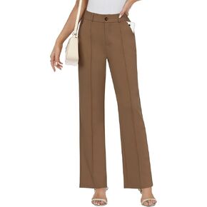 Avamo Womens Stready Work Pants الأعمال بنطلون سراويل غير رسمية مع سراويل مكاتب الساق المستقيمة عالية الخصر