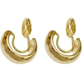 Small Gold Hoop Clip On Earrings for Women Comfortable Adjustable Non-Pierced Earrings with Invisible Clip - Trendy and Elegant Design for Casual and Formal Occasions - Perfect Jewelry Gift for All Ages Deluxe