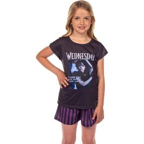 INTIMO Addams Family Wednesday Girls' Pajamas Tonight Was Torture Short Sleeve Lounge Sleep Set