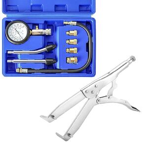 DASBET 8PCS Petrol Engine Cylinder Compression Tester Kit & Clutch Holding Tool