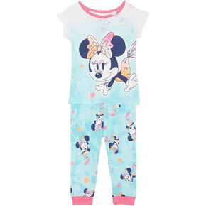 Disney Girls' 2-Piece Snug-fit Cotton Pajama Set, Soft & Cute for Kids