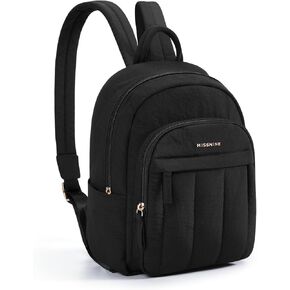 Missnine Mini Backpack for Women, Lightweight Quilted Small Backpack Purses, Puffer Daily Purse Water-resistant Brown+Beige