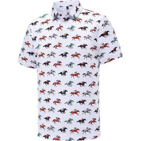 Mens Golf Polo Shirts Short Sleeve Performance Moisture Wicking Dry Fit Casual Print Funny Golf Polo Shirts for Men